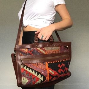 Vintage Kilim handmade rug weekender bag